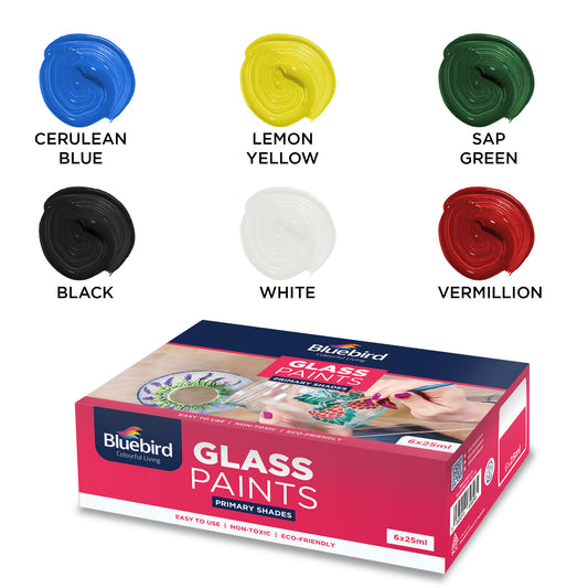 Glass Paints - 25 ml - Set of 6 Primary