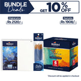 Studio Acrylic Colours 100ml Set of 6 Primary + Value Art Brush Set + Signature Canvas Panel 8x8 (Set of 2)