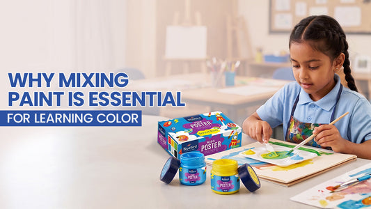 kid learning how to mix paint