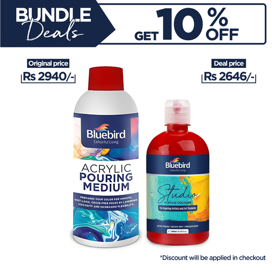 Pouring Medium 1 ltr + Studio acrylic Primary 500ml Bundle