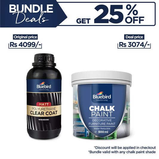 Chalk Paint 500 ML (any shade) + Polyurethane Clear Coat 500 ML Matt