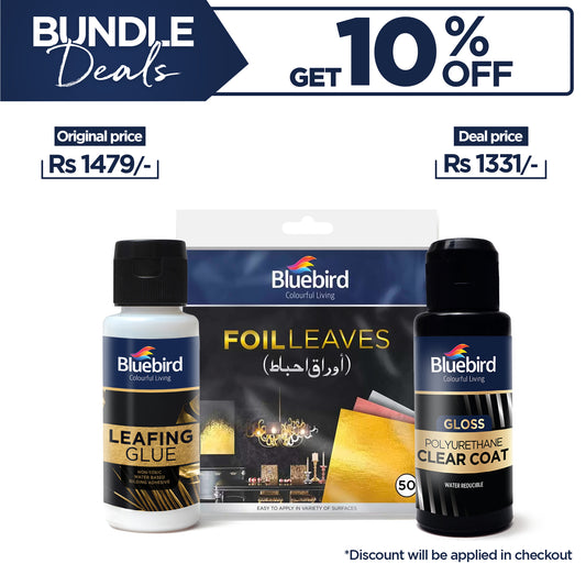 Leafing Glue + Gold Foil Leaves (50 Sheets) + Clear Coat Bundle