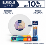 Round Canvas 12" + Studio Acrylic Colours 25 ml - Set of 12 + Value Art Brush