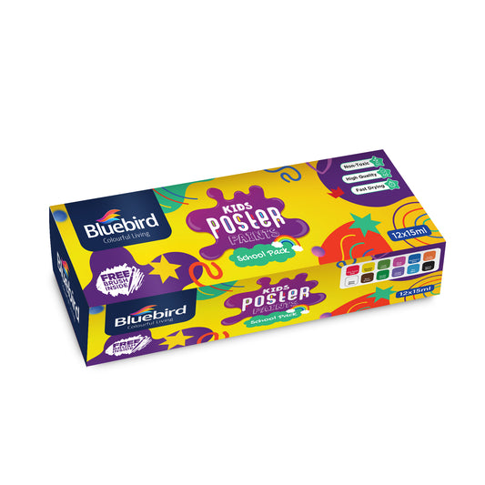 Kids Poster Paints School Pack – 15 ml Mini Pack – Set of 12