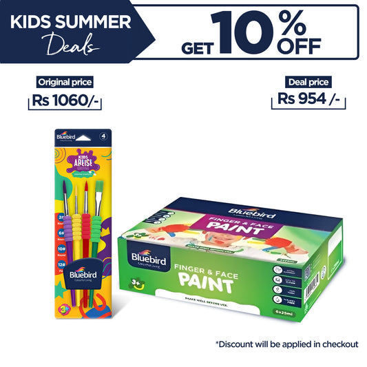 Finger and Face Paints 25 ml – Set of 6 Primary + Kids Paint Brush Set of 4