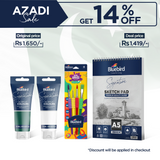 Signature Acrylic Colours 75ml Pthalo green + Signature Acrylic Colours 75ml White + Kids art brush + Signature Canvas Pad A5